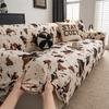 Milk Cow Printed Fleece Stretchy Sofa Cover, with 1 Pillow Case for Living Room Universal Fit Elastic Couch Cover All Seasons