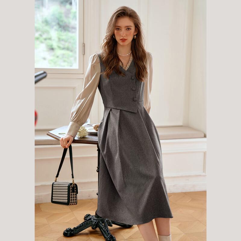 Olrain Faux Two-Piece Midi Dress