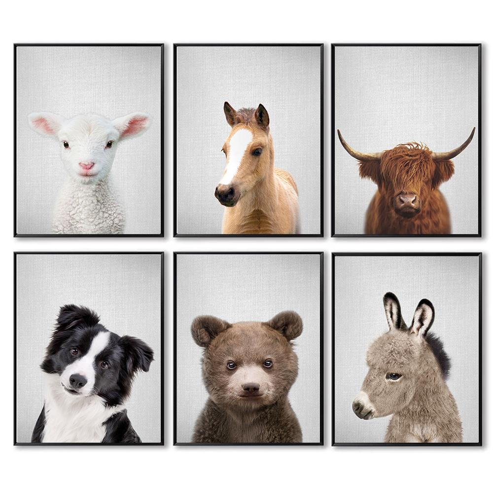Realistic Furry Animals Cute Prints Poster Canvas Painting Hd Modern Wall Art Pictures For Living Room Bedroom Home Decoration