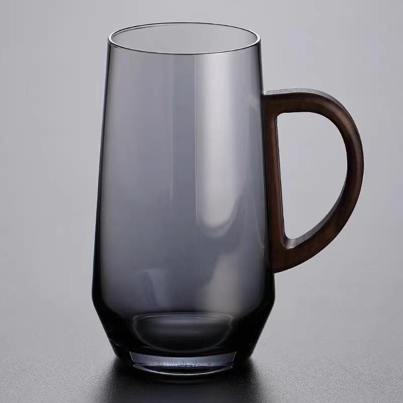 High Borosilicate Heat-resistant Glass Japanese-style High-value Walnut Handle Tea Cup Household High-temperature-resistant Cup