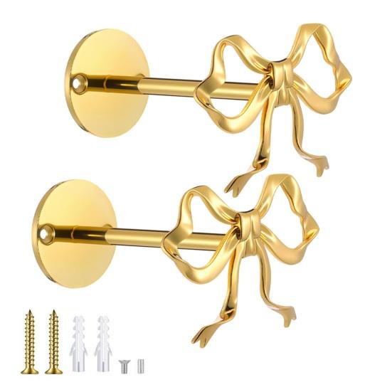 2Pcs Metal Bow Curtain Holdbacks Wall Mounted Rust Proof Curtain Holders