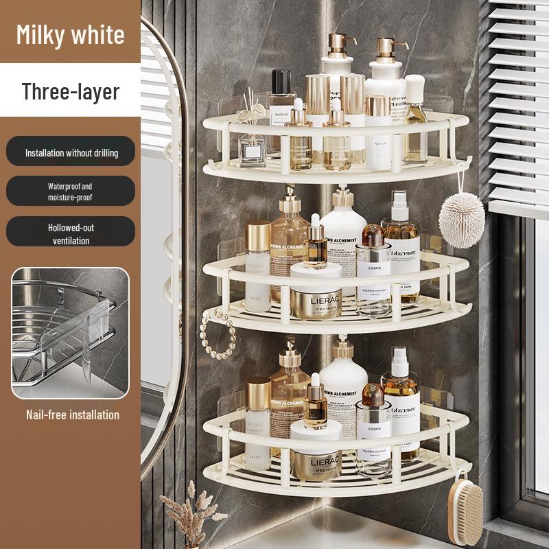 Triangle Corner Bathroom Shelf for Toiletries and Cosmetics