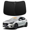 BLUESEATEC Sunshade for Mazda Demio DJ (2014–2019) Front Windshield, 6-Layer UV Cut, Heat-Insulating, Vehicle-Specific Fit, with Storage Bag