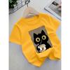 Taglie Europee T-shirt Carina da Ragazza con Stampa Tazza da Caffè - Top Estivo Morbido a Maglia con Scollo Tondo, Outfit Casual Quotidiano e da Festa per Giovani,