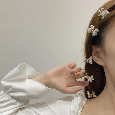 White 1-5Pcs 2.5x2cm Pearl Daisy Flower Small Child Hair Claw Crab Elegant Hairpin Girls Hair Clip Styling Tool Accessories