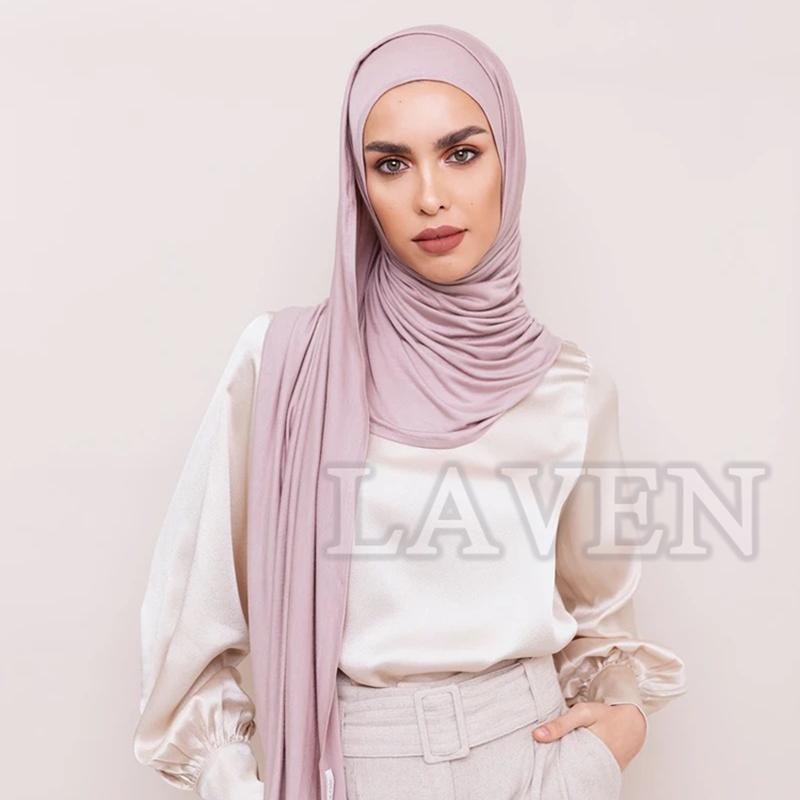 Cotton Jersey Instant Hijab Scarf Muslim Fashion Plain Wraps Soft Women'S Head Hood Scarf Elasticity Shawls Underscarf Headscarf