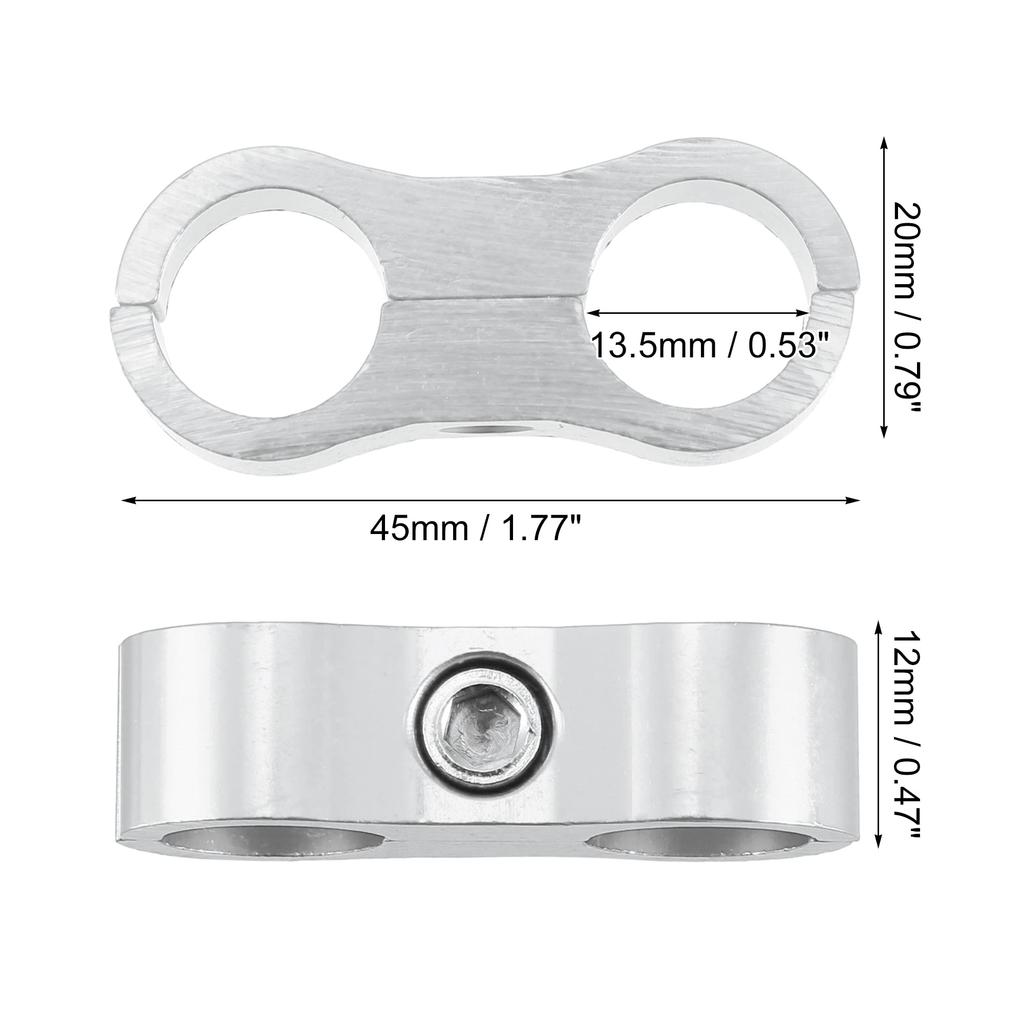 X AUTOHAUX Car Hose Separator Clamp Fuel Line Connector for Oil Fuel Hose Aluminum Alloy AN6 Silver Tone 2pcs