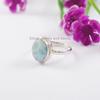 Bague Larimar Naturelle, Bague Pierre Bleue, Argent Sterling 925 Fait Main, Bague Fine Ovale, Cadeau de Mariage