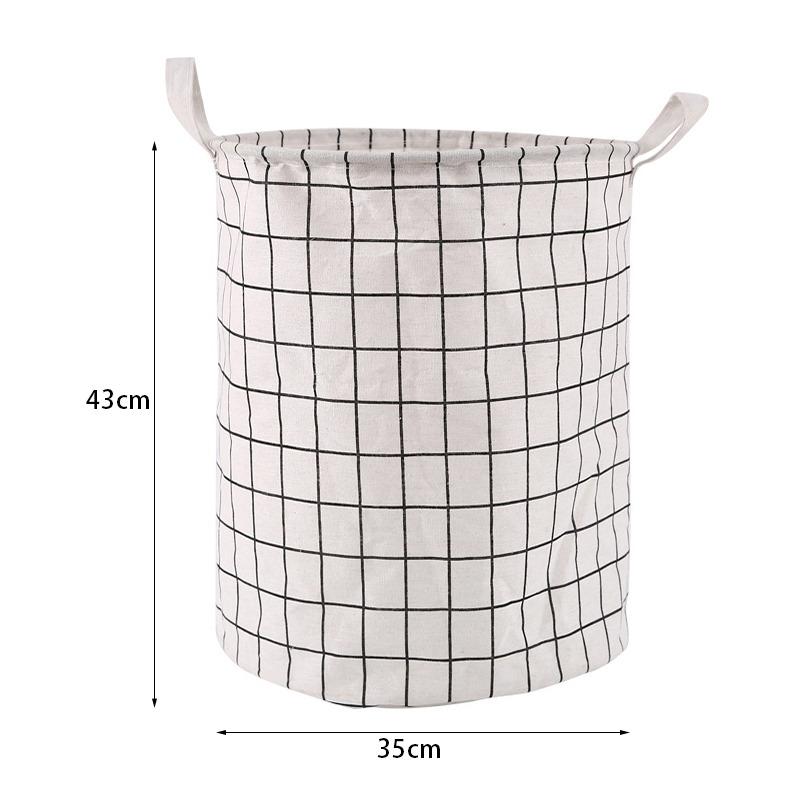 Cotton Linen Dirty Laundry Basket Foldable Round Waterproof Organizer Bucket Clothing Children Toy Large Capacity Storage Home