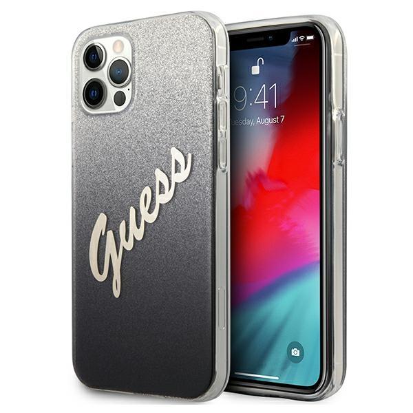 Guess Guhcp12Lpcuglsbk Iphone 12 Pro Max6,7 Czarny/Black Hardcase Glitter Gradient Script