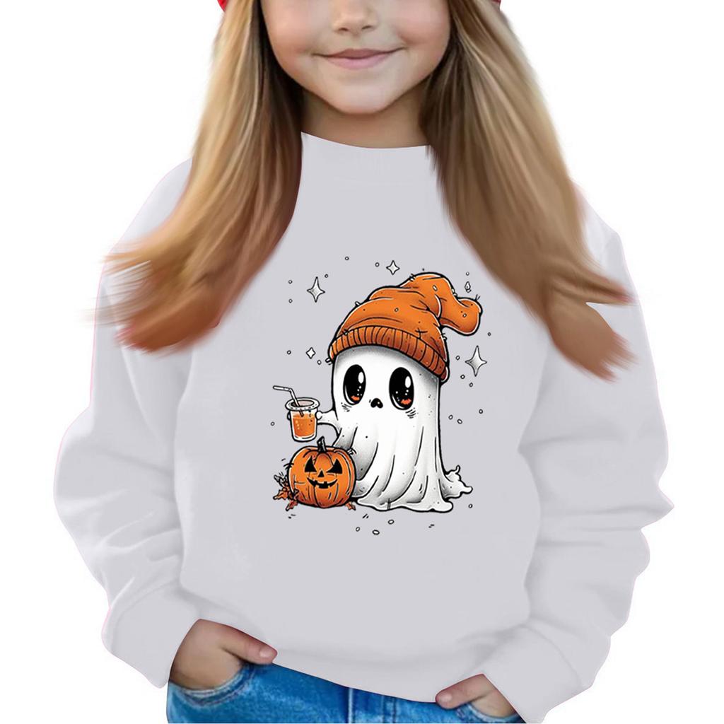 Halloween Day Girls Round Neck Pullovers For Kids Printed Baby Tops