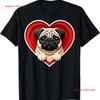Pug Heart Cute Puppy Dog Lover Shelter or Rescue Volunteer T Shirt Vintage Washed Fashion Top For Everyday Wear Versatile