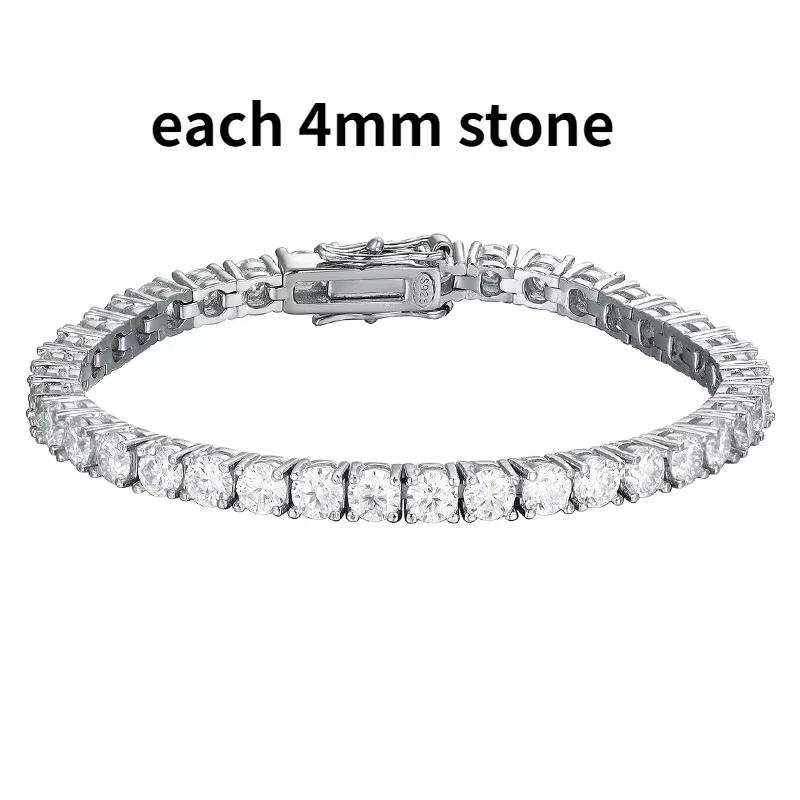 Smyoue 2-6.5mm Real Moissanite Tennis Bracelet for Women Christmas Gift Platinum Plated 100% 925 Silver Wedding Jewelry