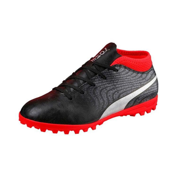 Puma One 18.4 TT Low Top Kids Football Shoes Kids Football Shoes Black Red 104562-01