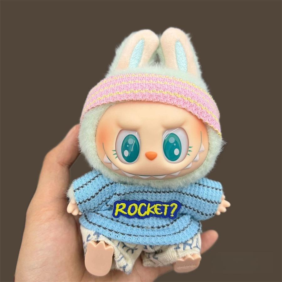 Cute Plush Bee Suit  for Labubu V1 Dolls Mini Plush Elephant Clothes Strap Pants Set Plush Animal Clothes for Labubu Accessories