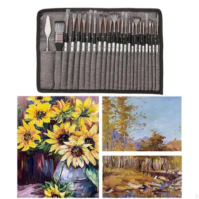 24ER-PACK Pinselset Acryl Öl Leinwand Gouache Malpinsel Inklusive Aufrollbarer Aufbewahrung