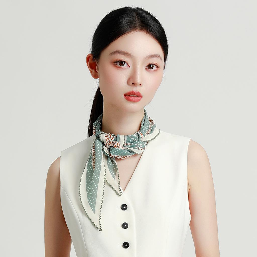 12mm 100% mulberry silk high-end fashion handmade crescent edge exquisite and versatile silk scarf for women