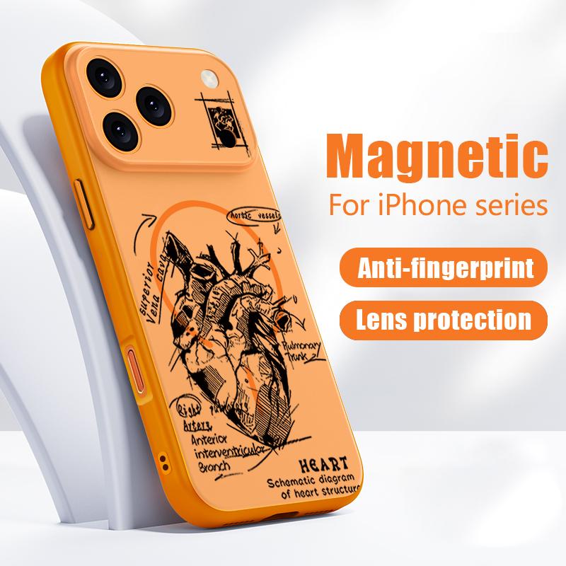 Kreatywne Etui z Wzorem Serca Dla iPhone 17 Pro Max Magnetyczne Dla Magsafe Pokrowiec o Czucie Skóry Dla iPhone 16 15 14 13 Pro Max