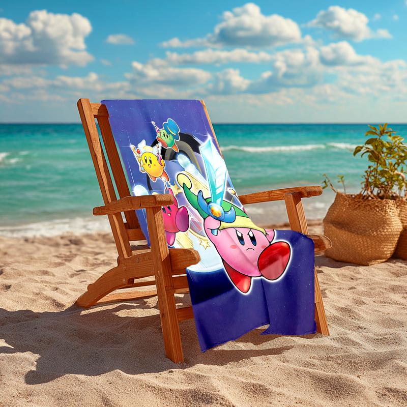1Pc Kirby Adventure Space Beach Towel, Quick Dry, Multi-Use for Beach Pool Gym Yoga Home Travel, Christmas, Halloween, Xmas Gift M929255