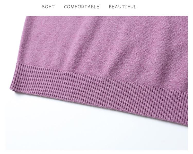 Women's Plus Size Pure Wool Embroidered Sweater - Autumn/Winter Base Layer with Half-high Collar, Perfect for Middle-aged and Elderly Moms.