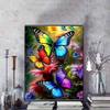Flower Butterfly Diamond Painting Kit, 5D Fantasy Rhinestone Painting, DIY Colorful Round Gemstone Cross Stitch Craft, Decorative Home Wall Mural