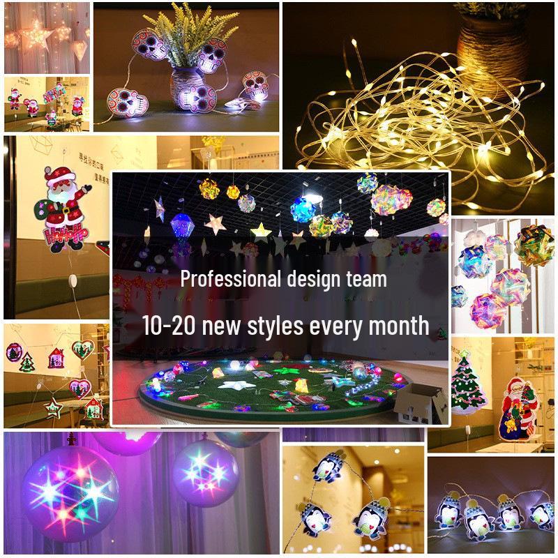 LED Christmas Tree Snowflake String Lights with Santa Claus Decoration