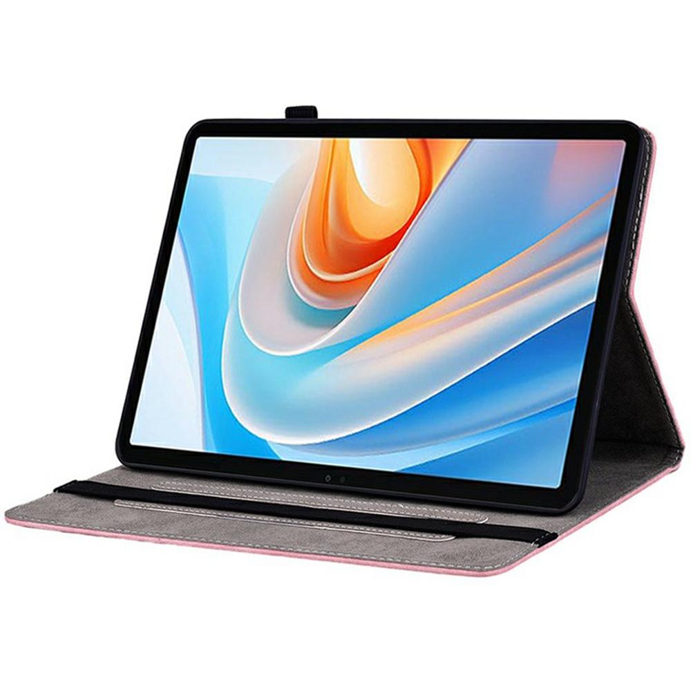 For itel Vistatab 30 Case Card Holder Anti-Scratch Leather Cover Rose Flower Imprint