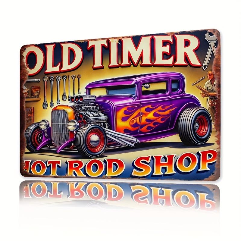 D Flat D FlatRoom Decor pc XInch Old Timer Hot Rod Shop Metal Sign Funny Kitchen Restaurant Bar for Man Cave Garag