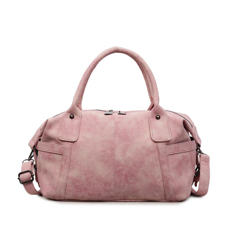 Vintage Faux Leather Duffel Bag Women's Fashion Shoulder Tote with Dual Handle and Practical Design
