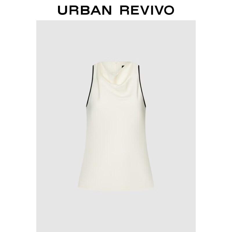 UR2026 Women s Glossy Drape Neck Sleeveless Blouse M