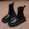 Elastic thin boots women's new autumn and winter thick-soled heightening simple Martin boots spring and autumn single boots