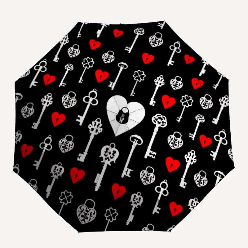 1pc Locks Keys Open/Close Folding Umbrella, All- Portable Umbrella for & Men, Stylish Accessory (Holiday Gift) 8-Rib Yy251213169