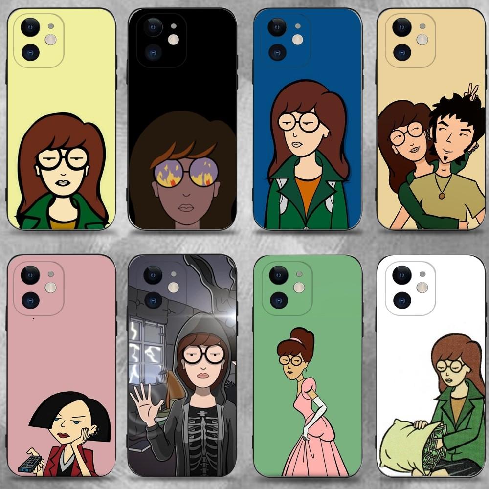 Cartoon D-Daria Phone Case For iPhone 16 15 Plus 14 13 Pro Max 12 Mini 11 X XS XR 7 8 8Plus Black Soft Phone Coque
