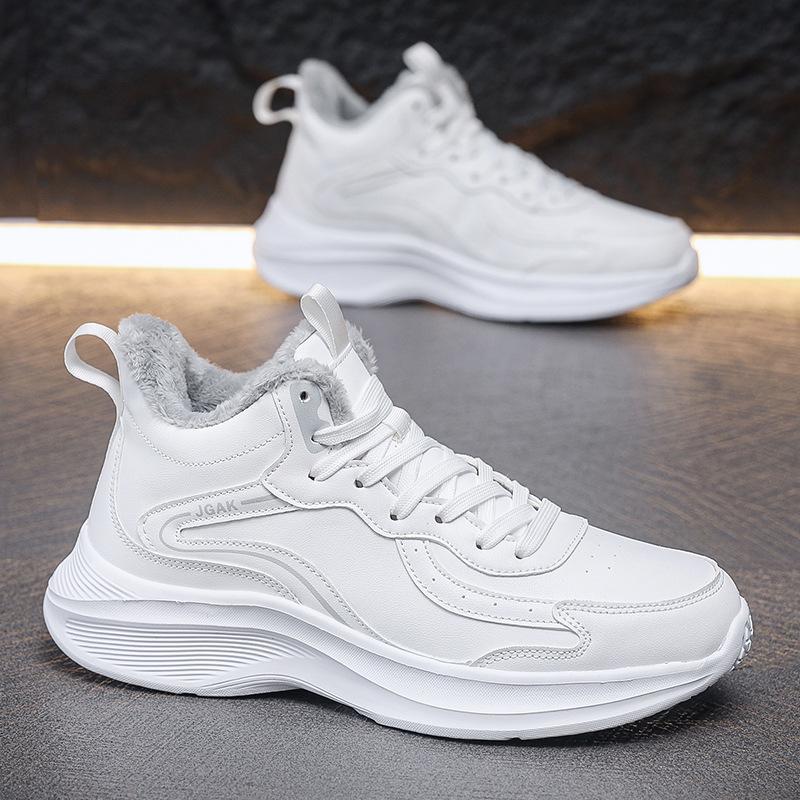 Winter new casual extra large size velvet thickened warm cotton shoes medium top leather sneakers
