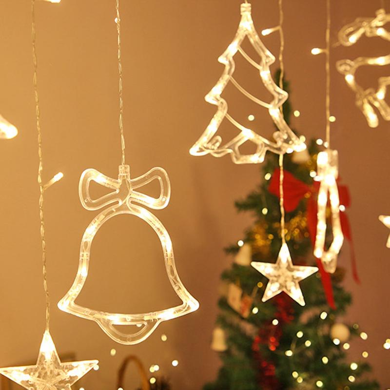 AC 110V Christmas Tree Deer Bells String Lights Fairy Lights Outdoor Decoration