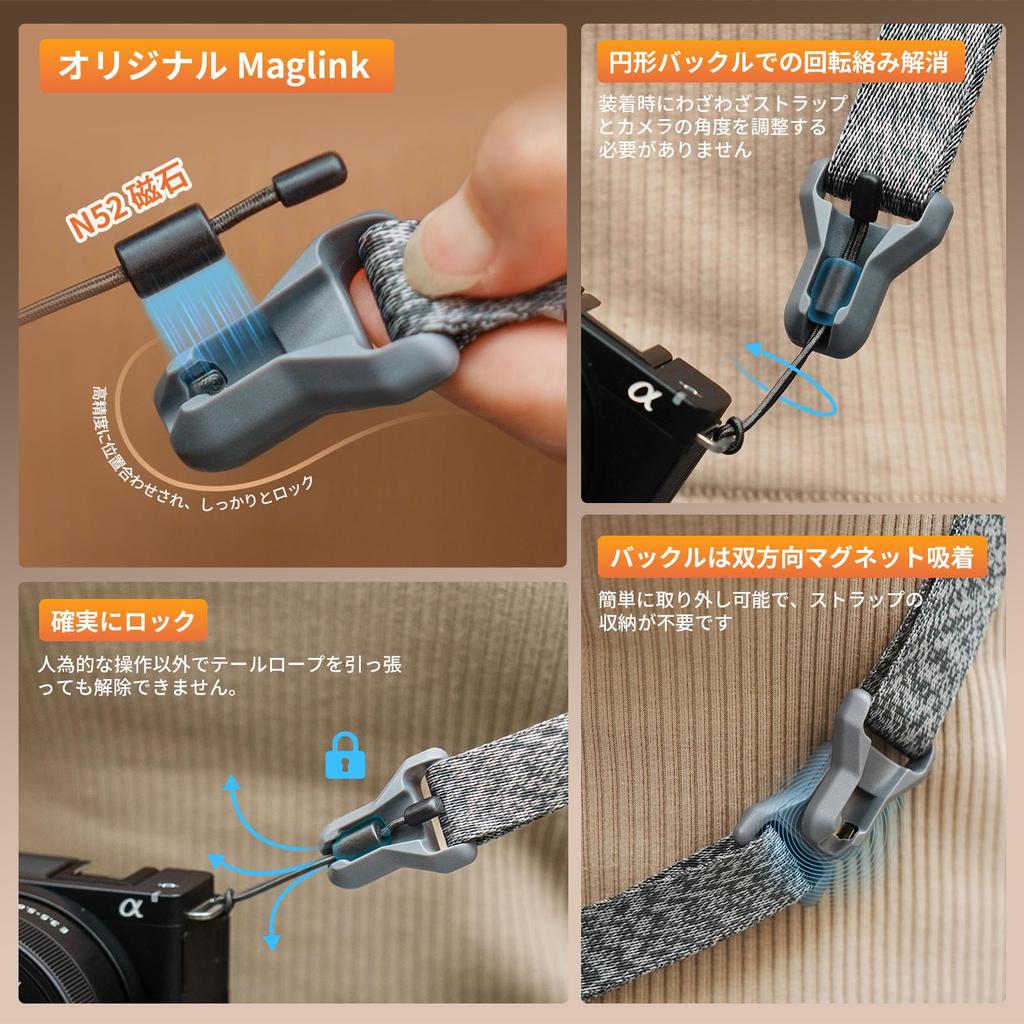 Uranji Falcam Maglink Camera Shoulder Strap with Magnetic Quick Adjustable Fits Mirrorless Digital Small SLR Compact and 23mm Narrow Lite V2 Red