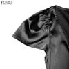 ZANZEA Women Elegant Square Collar Casual Short Sleeve Long Dress