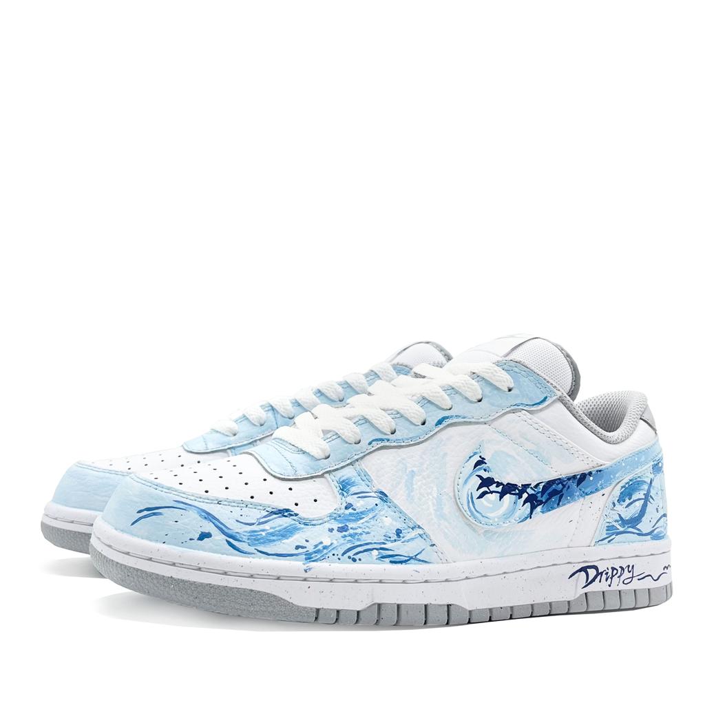 Nike Chaussures de Skateboard Basse Ripple Cloud Surge Cuir Homme Bleu 355152-106(Équipe1496-2)