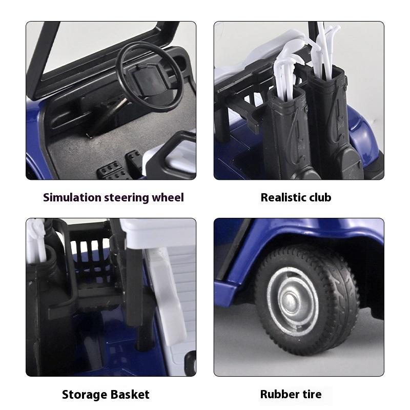 Miniature 1/20 Scale Golf Cart Model Car with Retro Spring Action, Kids' Toy Vehicle for Playroom & Outdoor Fun