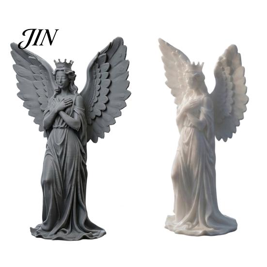 Vintage Angel Statue 3D Printed Crown Figurine, Guardian Angle Statue, Artistic Winged Women Sculpture for Home Tabletop Decoration Deskstop Ornament
