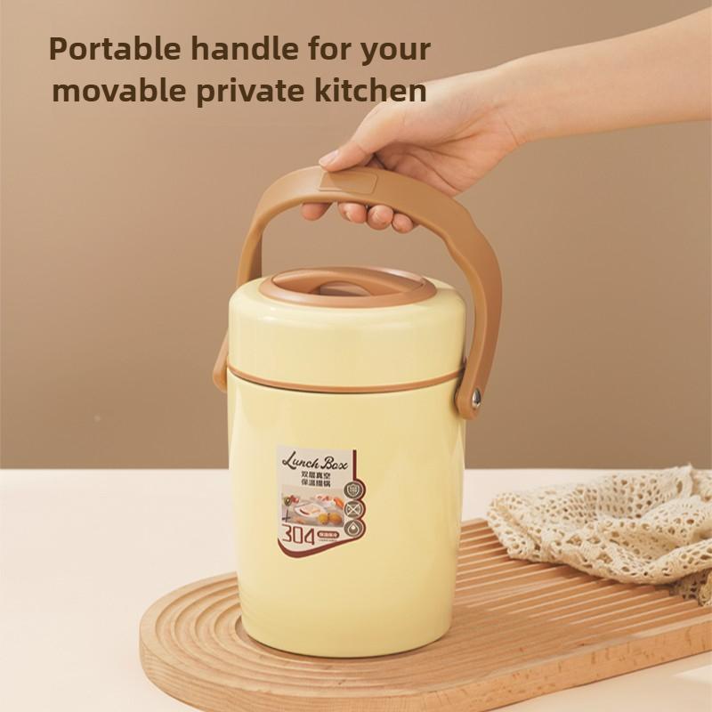 304 Stainless Steel 12 Hour Vacuum Insulated Lunch Box, Portable for Carrying Rice In Winter, with A Three-layer Lifting Pot