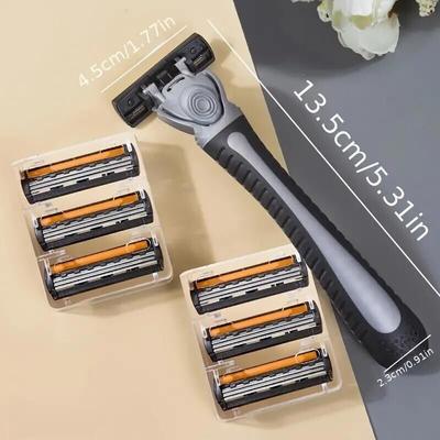 Men Face Hair Trimmer Three-layer Blade Manual Beard Shaver Stainless Steel Safety Razor With Replaceable Blades
