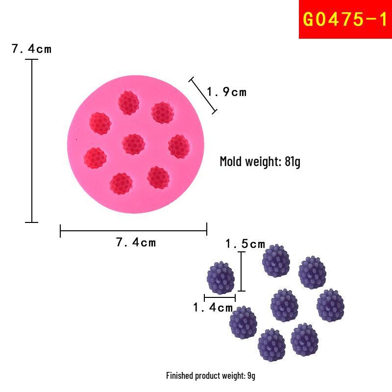 Silikon Fondantform für Fruchtserie: Orange, Erdbeere, Blaubeere, Himbeere