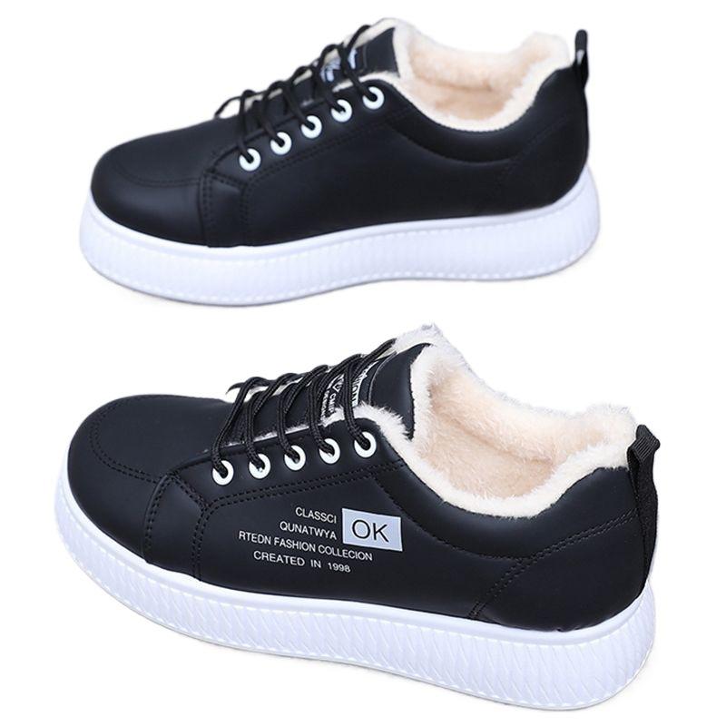 Sports leather cotton shoes velvet waterproof thick-soled winter snow boots women's new thickened warm student casual boots