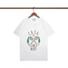 Casablanca Style Short Sleeve T-Shirt Men Women Blue Letter Print Casual Top