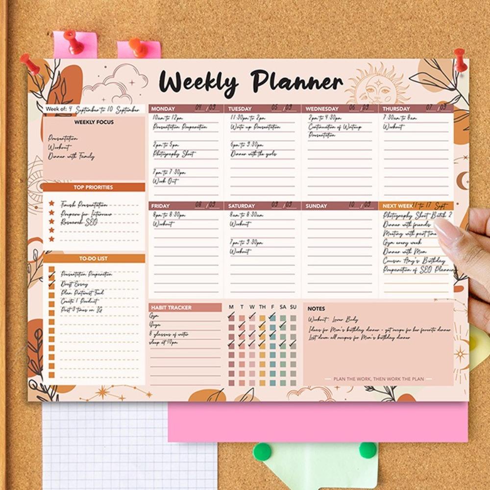Agenda Settimanale con Spirale Colorata per Pianificazione Attività da Scrivania 2025 Nuovi Planner di Lavoro per Obiettivi