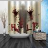 Tenda da doccia di Halloween Tende per finestre Orrore Mani insanguinate Tende da doccia per il bagno per decorazioni di Halloween