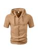 Herren Casual Leichter Baumwoll-Leinen Kurzarm Hoodie Strickjacke