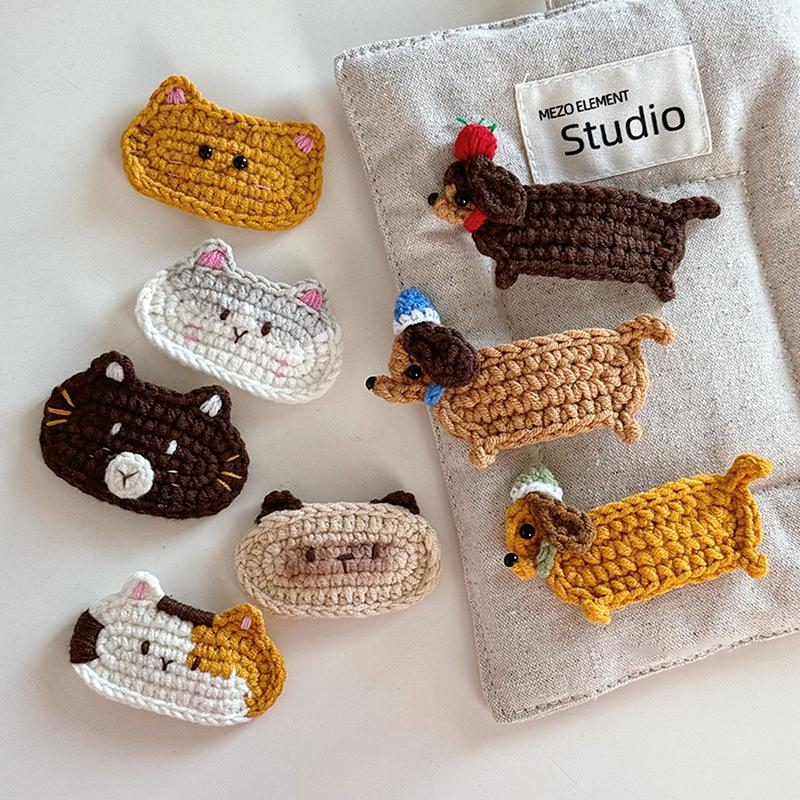 Knitted Crochet Hair Clip Cute Cartoon Cat Bb Clip Bangs Clip Edge Clip Hair Accessory  Style Headwear