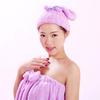 Korean Coral Velvet Plush Absorbent Hair Cap with Thick Bow